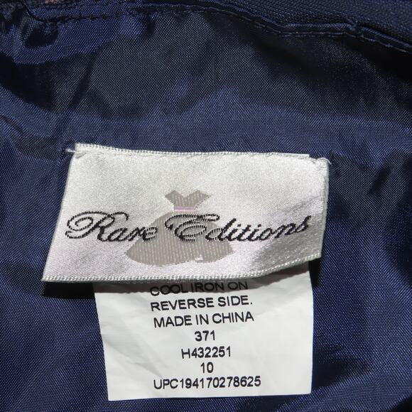 Rare Editions Navy Velvet Floral Print Sleeveless Girls Dress - Picture 5 of 6